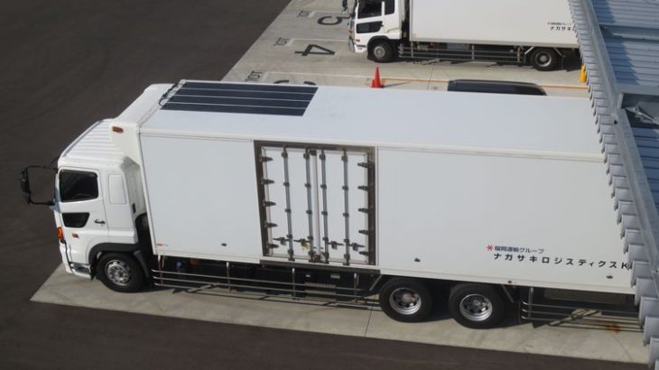 福岡運輸グループ、大型冷凍車に太陽光パネル設置した実証実験を開始