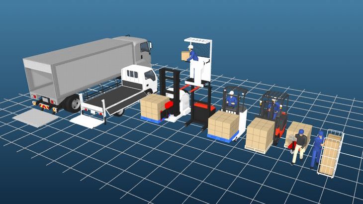 メガソフトの交通状況再現ソフト、倉庫構内の車両事故防止へ3D素材を追加