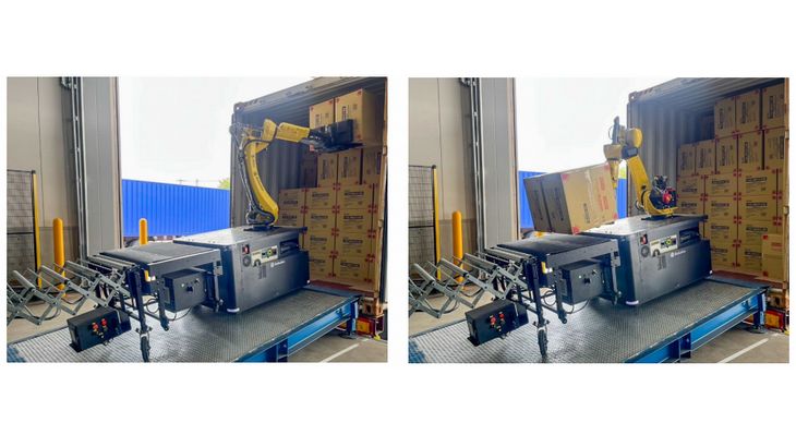 SGシステム、XYZ Robotics、サンワサプライの3社がコンテナ向け荷降ろしロボットを共同導入