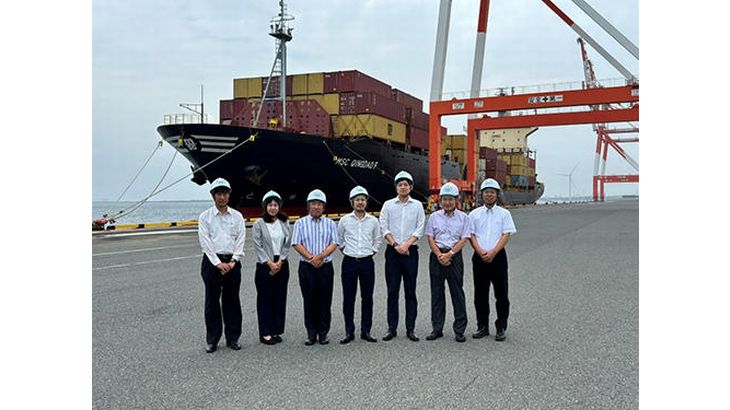 日通、北九州のひびき港に初入港のMSC「QINGDAO F」に本船荷役を実施