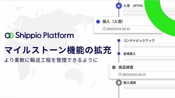 Shippio Platform、貿易管理クラウドでマイルストーン機能の柔軟性を大幅強化