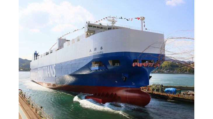 フジトランス、新たな省エネRORO船「蓉翔丸」が進水