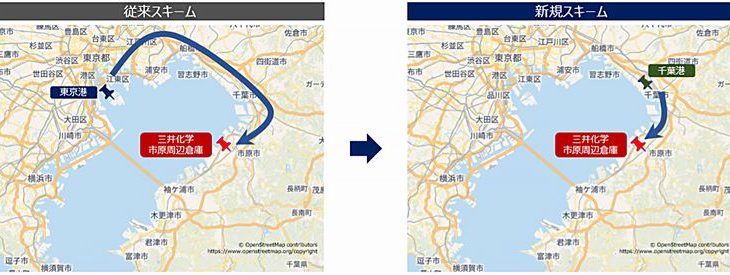 三井化学、陸送距離短縮で東京港から千葉港へ利用切り替え拡大