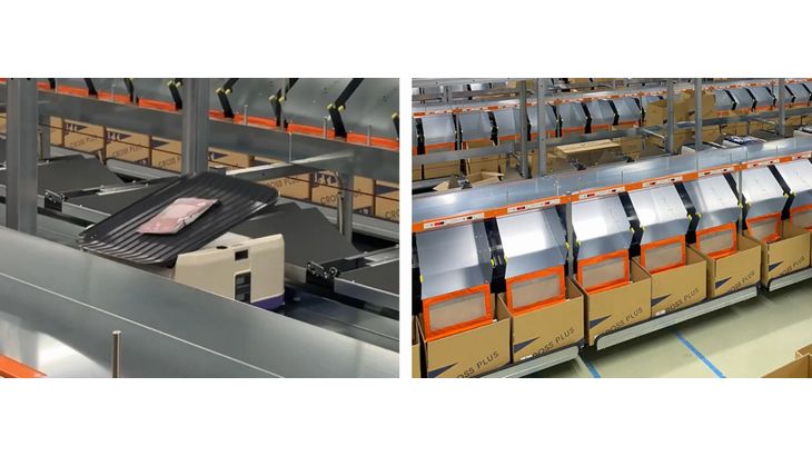 アパレルのクロスプラス、岐阜・海津の物流拠点にダイフク製小型仕分けロボット100台導入