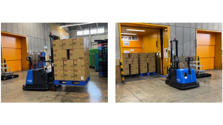 日本ロジテム、ハクオウロボの自動フォーク活用しエレベーター連携で階間搬送を自動化