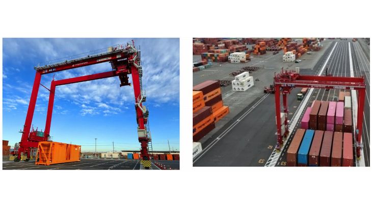 フジトランス、自社コンテナヤードで「ニアゼロエミッションRTG」の本格稼働開始