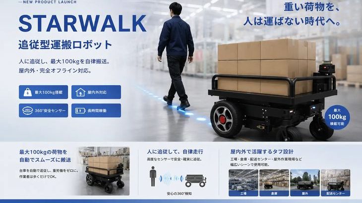 RobotBank、追従型搬送ロボット「STARWALK」を国内市場向けに全面アップグレード
