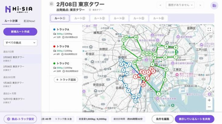 「ベテランの頭の中」の配車計画をAIで実現、ルート最適化SaaS提供開始