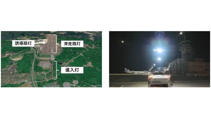 KDDIスマートドローンなどが国内初、夜間の航空灯火設備をドローンで遠隔・自動点検する実証